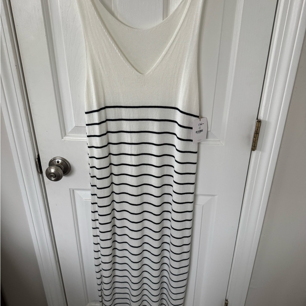 NWT Mus & Bombon Off-White Sleeveless V-Neck knit dress Small